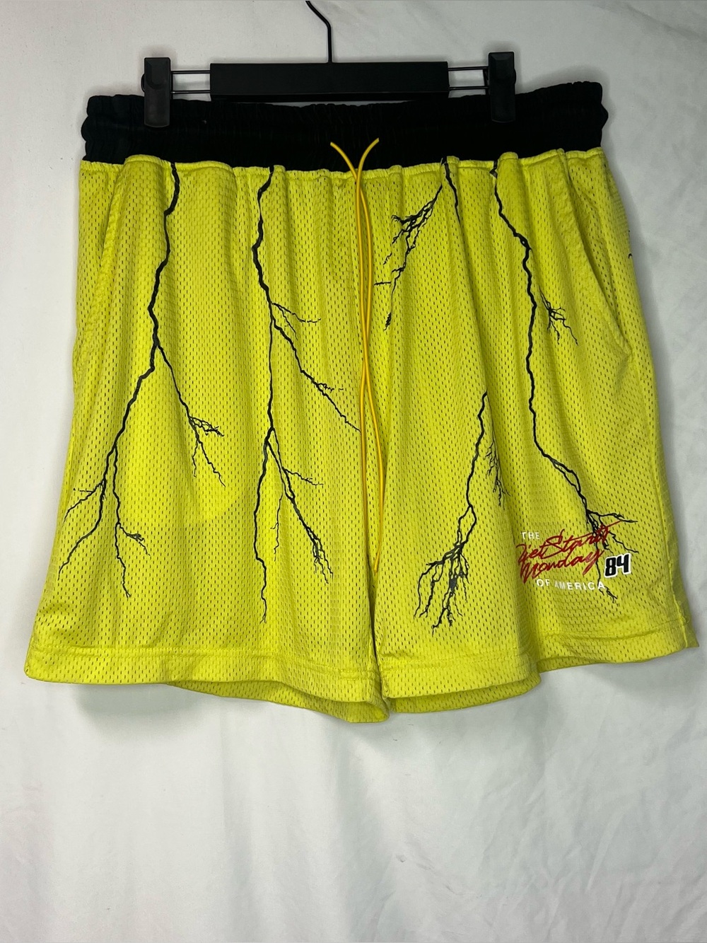Diet Starts Monday Lighting Mesh Shorts Mens Large Yellow